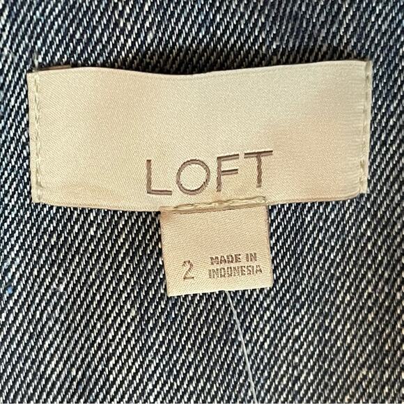 LOFT Dark Blue Chambray Linen Blend Coastal Grandma Jacket Blazer NWT Size 2 - Picture 9 of 13